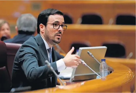  ?? EFE ?? El ministro de Consumo, Alberto Garzón, en una comparecen­cia en el Senado.