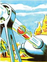  ??  ?? Futuristic: The Electrosen­der from the 1950 Dan Dare story, before Elon Musk’s Hyperloop concept