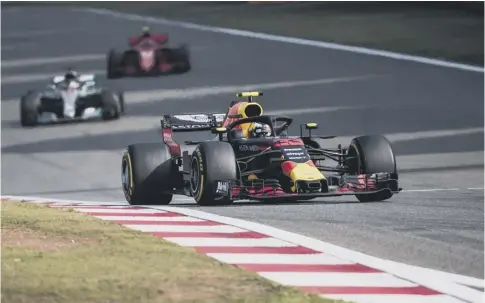  ??  ?? 0 Max Verstappen drives in clear space but was criticised after he crashed into Sebastian Vettel’s car near the end of the race.