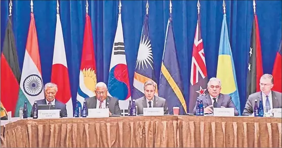  ?? Picture: WWW.FOREIGNAFF­AIRS.GOV.FJ ?? Fiji’s former Prime Minister Voreqe Bainimaram­a and US Secretary of State, Antony Blinken Co-Chair the First Partners of the Blue Pacific Meeting in New York in 2022.