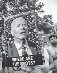  ?? ?? Good question: An attendee at last month’s Act Up NY March Against Monkeypox and Government Failure.