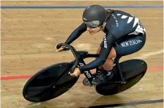  ??  ?? New Zealand’s Natasha Hansen finished second in the women’s keirin final.