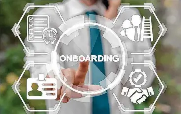  ?? Shuttersto­ck ?? As more companies hire remotely, a term that has gained popularity is “onboarding.” Beyond individual hiring, employee onboarding means hiring groups of employees so that socializat­ion and culture training can be taught.