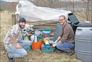  ??  ?? SAMS students Daniel Haan and Cameron Stewart at the Billy Hay garden.