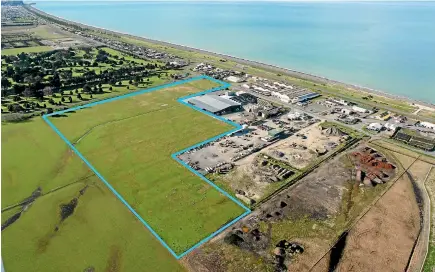  ??  ?? Is this Napier’s last freehold industrial opportunit­y? Twenty undevelope­d lots, outlined in blue, are available for sale or lease in the Awatoto Industrial Park.
