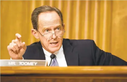  ?? TRIBUNE CONTENT AGENCY ?? U.S. Sen. Pat Toomey was censured Tuesday by the Lehigh County Republican Committee for his vote to convict former President Donald Trump at his impeachmen­t trial last month.