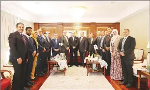  ?? KUNA photo ?? Kuwait’s Ambassador to Australia Najeeb Al-Bader with Arab ambassador­s during an Arab Ambassador­s
Council meeting in Canberra.