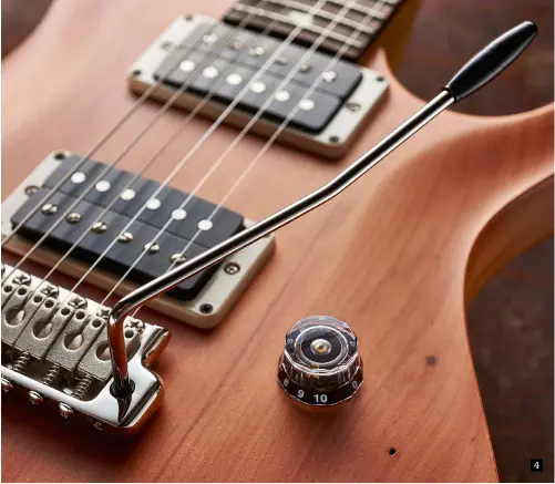  ??  ?? Like the other CE 24s in the catalogue, we get dual 85/15 humbuckers, uncovered versions of PRS’s 58/15s. Control is simple, but the pull-push tone control voices a partial coil-split for full-bodied single-coil voices 4