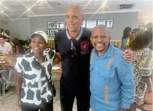  ?? / TWITTER ?? Kgothatso Montjane, Doctor Khumalo and Sello Hatang (CEO of the Mandela Foundation) at the launch of Mandela Remembranc­e Walk And Run at Sanctuary Mandela in Houghton
