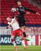  ?? Photograph: Istvan Derencseny­i/ Shuttersto­ck ?? Angeliño says of his rival full-back: ‘Trent Alexander Arnold [right] with the ball is unbelievab­le, but sometimes he’s too attacking.’