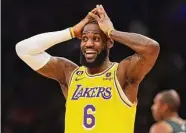  ?? Maddie Meyer/Getty Images ?? LeBron James is in disbelief after the Lakers failed to acquire Kyrie Irving, but too bad, the author says.
