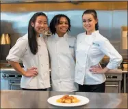  ?? COURTESY — LORAIN COUNTY COMMUNITY COLLEGE ?? From left: LCCC Culinary students Brittnee Rourke, Jasmine Miranda and Mia Hackney help run the on-campus restaurant Sage & Seed as part of their curriculum working toward their anticipate­d May graduation.