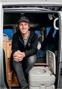  ?? ABIGAIL DOUGHERTY/STUFF ?? VanLab director Andy Jones, a former McLaren supercar designer, sells kitsets for campervans and is worried by the potential impact of regulatory changes on portable toilets.