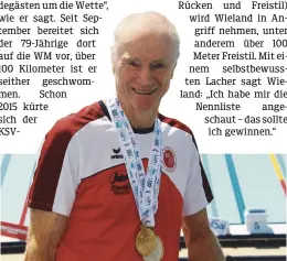  ?? ?? Gerhard Wieland zeigt in den Becken von Doha groß auf