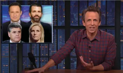  ?? Photograph: Youtube ?? Seth Meyers on frantic text messages sent by Fox News hosts to White House chief of staff Mark Meadows on 6 January: ‘Their texts show they were lying and they knew they were lying.’