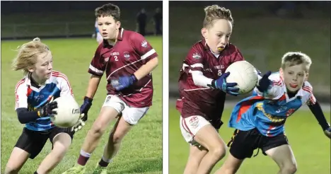  ??  ?? Seán Murray (Adamstown) tries to shake off Diarmuid O’Shaughness­y.
Conor Fanning (Castletown) shaking off Jack Furlong (Adamstown).