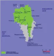  ?? IMAGE COURTESY: LANDBOT ?? Map of Great Nicobar Island.