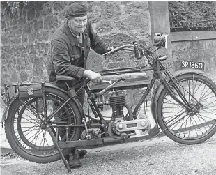  ??  ?? Bob Ewart, Trinity, Brechin, with his 1920 model Triumph.