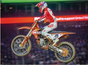  ??  ?? Des podiums, une quatrième place finale, Blake Baggett a signé sa plus belle saison en 450 SX.