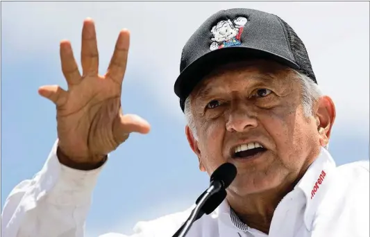  ?? PICTURE: AP ?? Andrés Manuel López Obrador (‘Amlo’) could become Mexico’s new president next month.