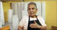  ??  ?? Damiana Bravo is interviewe­d at the headquarte­rs of Mole Poblano Asuncion Corp., in Brooklyn. Bravo, who will turn 80 in September, started making mole in New York in the 1970’s to sell it to her fellow factory workers, who would occasional­ly ask for...