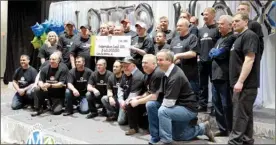  ?? The Canadian Press ?? Thirty-one members of the Boilermake­rs Local 203 at the North Atlantic oil refinery in Come By Chance, N.L., collected their shares of a $60 million Lotto Max jackpot Wednesday.