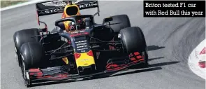  ??  ?? Briton tested F1 car with Red Bull this year