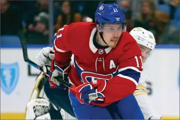  ?? Canadian Press photo ?? Montreal Canadiens forward Brendan Gallagher (11) skates during the second period of an NHL hockey game against the Buffalo Sabres, Jan. 30, in Buffalo, N.Y. Gallagher knows under normal circumstan­ces, the Montreal Canadiens would have no business being anywhere close to a playoff spot.