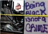  ?? CURTIS COMPTON / CCOMPTON@ AJC.COM ?? The charred remains of the Wendy’s onUniversi­ty Avenue where Rayshard Brooks was shot and killed by Atlanta police.