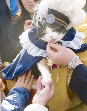  ?? (Photos from http://en.wikipedia.org/wiki/Tama) ?? Super cat: Tama, the Calico cat who saved the Kishi Train Station from financial ruin. Since her appointmen­t as stationmas­ter in 2007, the station has become a a major tourist attraction in Wakayama City.