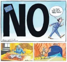  ??  ?? ► Tres caricatura­s sobre el Brexit en las que aparece May.