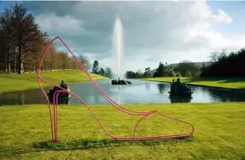  ??  ?? high heels and giant pitchforks In 2014, Michael Craig-martin placed a number of giant objects on the lawns of Chatsworth House, one of England’s grand estates. Bright Idea, 2016—his work for The Peninsula Hong Kong—will recall those installati­ons in...