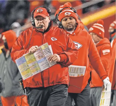  ?? DENNY MEDLEY/ USA TODAY SPORTS ?? Andy Reid has one Super Bowl title, in 2019 with the Chiefs, in 24 seasons as an NFL head coach.