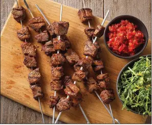  ?? Courtesy of Cattlemen’s Beef Board ?? Beef Sirloin Kebabs With Roasted Red Pepper Dipping Sauce