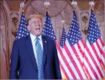  ?? WASHINGTON POST FILE PHOTO ?? Former president Donald Trump takes the stage at a Super Tuesday election night party on Tuesday at Mar-a-Lago in Palm Beach, Fla.