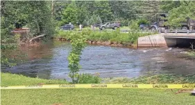  ?? OLIVIA RICHARDSON/NHPR ?? Forest Lake Dam in Winchester sustained some damage in the recent storms.