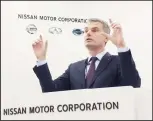  ??  ?? In this photo released by Nissan Motor Co, Ogi Redzic, senior vice-president of the Renault-Nissan Alliance, speaks to reporters at the Nissan headquarte­rs in Yokohama, west of Tokyo on Oct 25. Redzic, the top executive overseeing connected vehicles at...