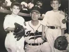  ?? Courtesy the Ruel family ?? Ruel, who coached for the World Series champion Cleveland Indians in 1948, poses with sons Dennis (right) and Herold.