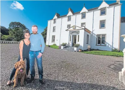  ?? Picture: Steven Brown. ?? Carphin House owners Ruth and Ian Macallan with dog Hugo.