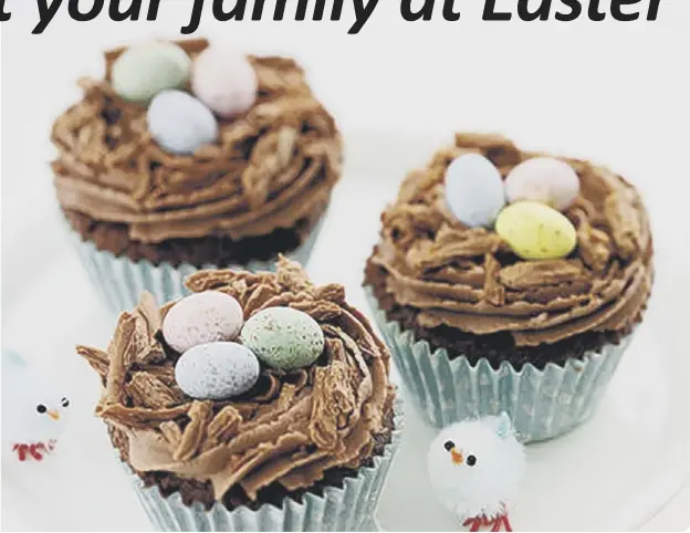  ??  ?? Easter Nest Cupcakes will satisfy the sweet tooth of those who love chocolate