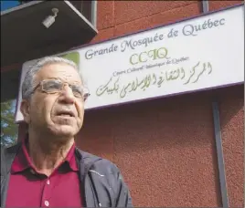  ?? CP PHOTO ?? Mohamed Kesri during an interview at the Centre Culturel Islamique de Quebec in Quebec City. Plans are underway to open the first cemetery in the Quebec City area owned and operated by Muslims, but a handful of people oppose the project and triggered a...