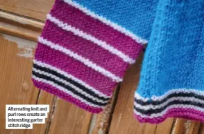  ??  ?? Alternatin­g knit and purl rows create an interestin­g garter stitch ridge