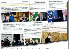  ??  ?? Sui giornali stranieri Da «Le Monde» al «Financial Times», alcune delle testate che hanno intervista­to Matteo Renzi sulla crisi di governo