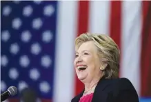  ??  ?? Democratic presidenti­al candidate Hillary Clinton takes the stage at a campaign stop Tuesday in Raleigh, N.C.