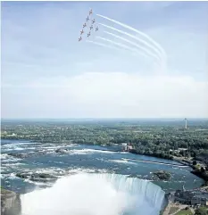  ?? MATT DAY/POSTMEDIA FILE PHOTO ?? The Snowbirds perform over Niagara Falls in this photo from May 29, 2013.