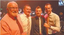  ?? Picture: SUPPLIED ?? Chris Hannay (left) with Shaun Hannay, the champ Jeff Horn and Daniel Hannay before the big fight.