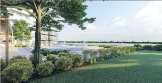 ?? RENDERING COURTESY OF McGILL IMMOBILIER ARTIST ’S ?? A 40x18-foot infinity pool between the two phases of Luxeo Ile-Perrot offers a view of Lac St-Louis.