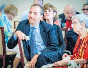  ?? ZAK BENNETT/FOR THE SUN SENTINEL ?? “Meet the Press” moderator Chuck Todd sits next to his grandmothe­r, Dorothy Bernstein, right, Wednesday at Indian Spring Country Club in Boynton Beach.