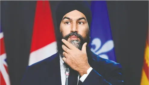  ?? SEAN KILPATRICK / THE CANADIAN PRESS FILES ?? NDP leader Jagmeet Singh is concerned again, which means it’s usually time for Canada to act, Jonathan Kay writes.