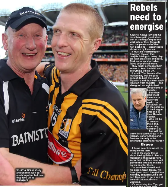  ?? ?? what a team: Cody and Shefflin won so much together but now they face off as managers